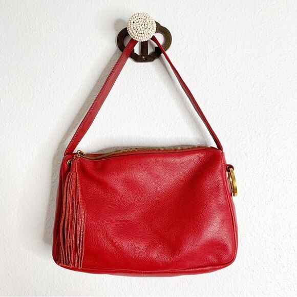HOBO Hark Scarlet Shoulder Bag Red 100% Leather - Picture 1 of 4